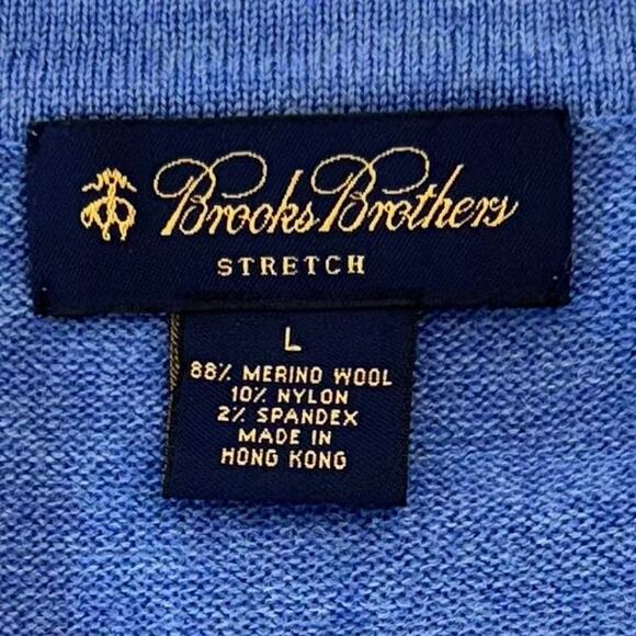 Brooks Brothers Stretch Merino Wool V-Neck Pullover Sweater Light Blue Men's L - Picture 9 of 11
